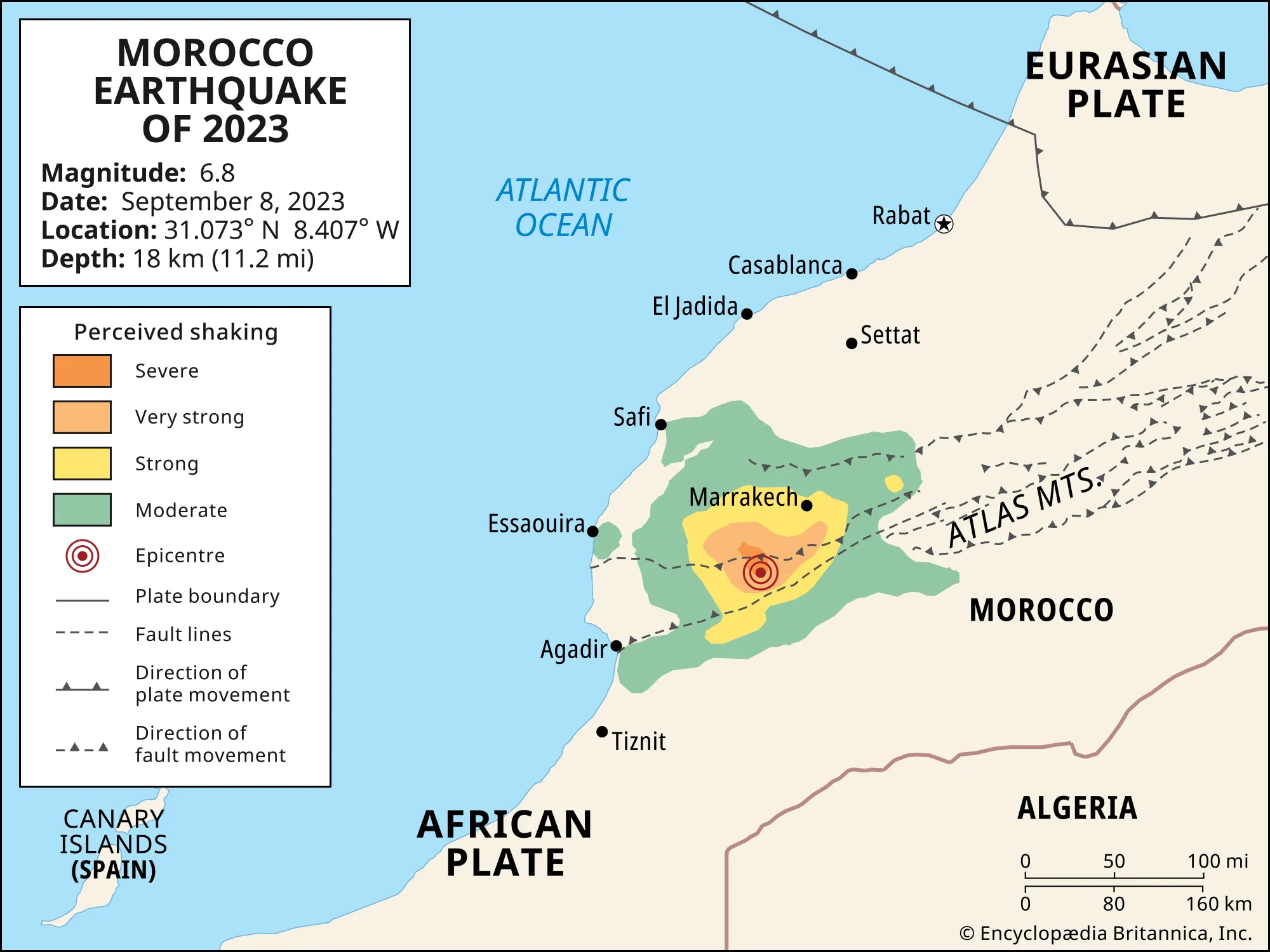 morocco earthquake map